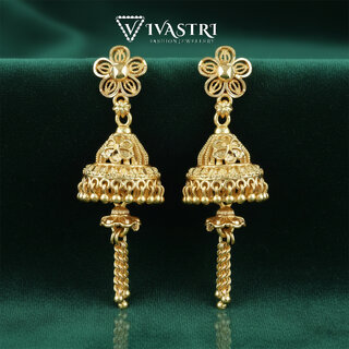 Vivastri Chain Drop 1 Gram Gold Plated Alloy Jhumki Earrings for Women & Girls - VIVA2917ERG - Earrings | Buy online on ZillyBuy