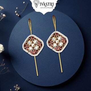 Vivastri Enamelled Polki Kundan Gold Plated Pearl Alloy Ear cuff,Cuff Earrings for Women & Girls - VIVA2815ERG - Earrings | Buy online on ZillyBuy