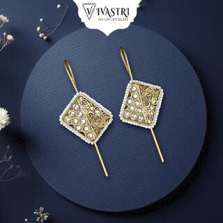 Vivastri Enamelled Polki Kundan Gold Plated Pearl Alloy Ear cuff,Cuff Earrings for Women & Girls - VIVA2816ERG - Earrings | Buy online on ZillyBuy