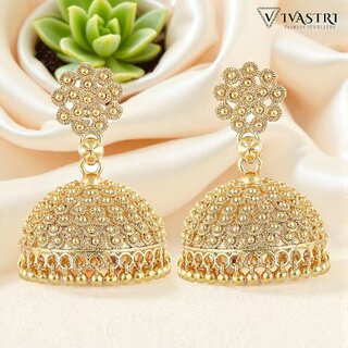 Vivastri Traditional 1 Gram Gold Plated Alloy Jhumka,Jhumki Earrings for Women & Girls - VIVA2832ERG - Earrings | Buy online on ZillyBuy