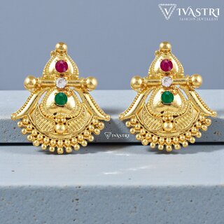 Vivastri Ravishing 1 Gram Gold Plated Alloy Stud Earrings for Women & Girls - VIVA2918ERG - Earrings | Buy online on ZillyBuy
