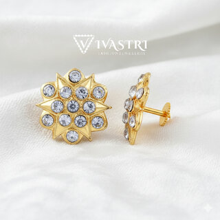 Vivastri Premium 1 Gram Gold Plated Alloy Cubic Zirconia Stud Earrings for Women & Girls - VIVA2913ERG - Earrings | Buy online on ZillyBuy
