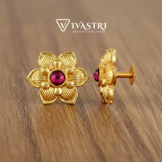 Vivastri Premium 1 Gram Gold Plated Alloy Cubic Zirconia Stud Earrings for Women & Girls - VIVA2922ERG - Earrings | Buy online on ZillyBuy