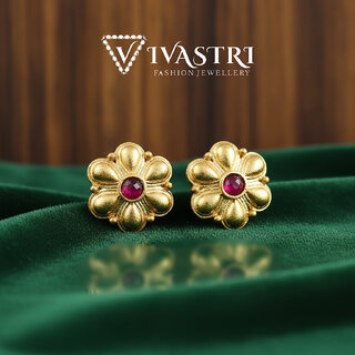 Vivastri Premium 1 Gram Gold Plated Alloy Cubic Zirconia Stud Earrings for Women & Girls - VIVA2924ERG - Earrings | Buy online on ZillyBuy