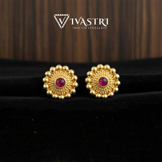 Vivastri Premium 1 Gram Gold Plated Alloy Cubic Zirconia Stud Earrings for Women & Girls - VIVA2925ERG - Earrings | Buy online on ZillyBuy