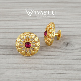 Vivastri Premium 1 Gram Gold Plated Alloy Cubic Zirconia Stud Earrings for Women & Girls - VIVA2926ERG - Earrings | Buy online on ZillyBuy