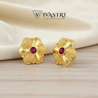 Vivastri Premium 1 Gram Gold Plated Alloy Cubic Zirconia Stud Earrings for Women & Girls - VIVA2927ERG - Earrings | Buy online on ZillyBuy