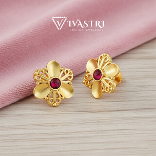 Vivastri Premium 1 Gram Gold Plated Alloy Cubic Zirconia Stud Earrings for Women & Girls - VIVA2928ERG - Earrings | Buy online on ZillyBuy