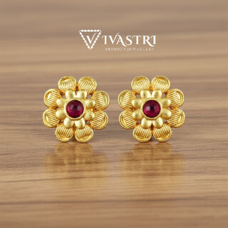 Vivastri Premium 1 Gram Gold Plated Alloy Cubic Zirconia Stud Earrings for Women & Girls - VIVA2929ERG - Earrings | Buy online on ZillyBuy