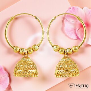 Vivastri Traditional 1 Gram Gold Plated Alloy Jhumki, Jhumka Earrings for Women Girls - VIVA2849ERG - Earrings | Buy online on ZillyBuy