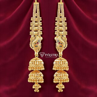 Vivastri Traditional 1 Gram Gold Plated Alloy Jhumki, Jhumka Earrings for Women & Girls - VIVA2850ERG - Earrings | Buy online on ZillyBuy