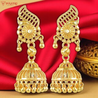 Vivastri Traditional 1 Gram Gold Plated Alloy Jhumki, Jhumka Earrings for Women & Girls - VIVA2851ERG - Earrings | Buy online on ZillyBuy