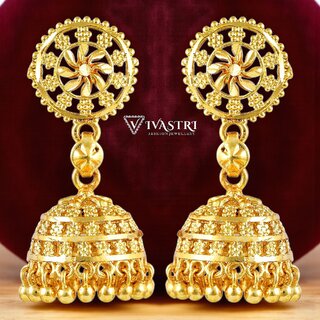 Vivastri Traditional 1 Gram Gold Plated Alloy Jhumki, Jhumka Earrings for Women & Girls - VIVA2852ERG - Earrings | Buy online on ZillyBuy