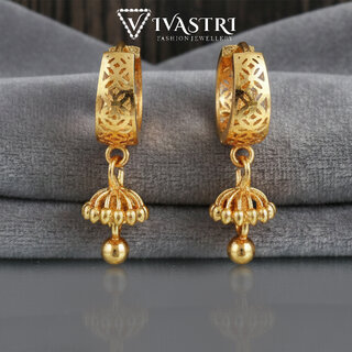 Vivastri Premium 1 Gram Gold Plated Alloy Huggie Drop Earrings for Women & Girls - VIVA2934ERG - Earrings | Buy online on ZillyBuy