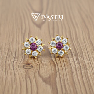 Vivastri Premium 1 Gram Gold Plated Alloy Cubic Zirconia Stud Earrings for Women & Girls - VIVA2935ERG - Earrings | Buy online on ZillyBuy
