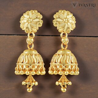 Vivastri Traditional 1 Gram Gold Plated Alloy Jhumki, Jhumka Earrings for Women & Girls - VIVA2855ERG - Earrings | Buy online on ZillyBuy