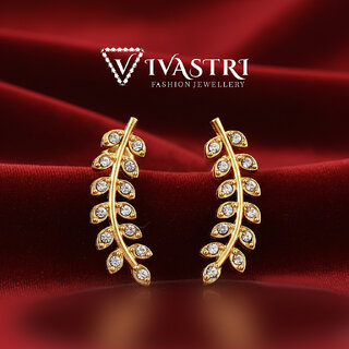 Vivastri Premium 1 Gram Gold Plated Alloy Cubic Zirconia Stud Earrings for Women & Girls - VIVA2936ERG - Earrings | Buy online on ZillyBuy