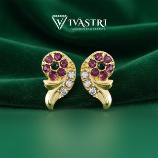 Vivastri Premium 1 Gram Gold Plated Alloy Cubic Zirconia Stud Earrings for Women & Girls - VIVA2937ERG - Earrings | Buy online on ZillyBuy