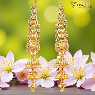 Vivastri Traditional 1 Gram Gold Plated Alloy Jhumki, Jhumka Earrings for Women & Girls - VIVA2857ERG - Earrings | Buy online on ZillyBuy