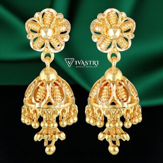 Vivastri Traditional 1 Gram Gold Plated Alloy Jhumki, Jhumka Earrings for Women & Girls - VIVA2864ERG - Earrings | Buy online on ZillyBuy