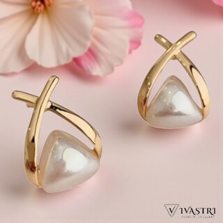 Vivastri Majestic Pearl Gold Plated Alloy Stud Earrings for Women & Girls - VIVA2866ERG - Earrings | Buy online on ZillyBuy