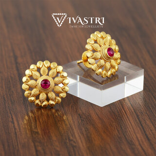 Vivastri Ravishing 1 Gram Gold Plated Alloy Cubic Zirconia Stud Earrings for Women & Girls - VIVA2873ERG - Earrings | Buy online on ZillyBuy