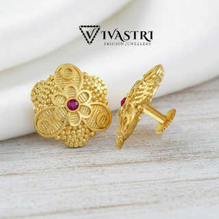 Vivastri Ravishing 1 Gram Gold Plated Alloy Cubic Zirconia Stud Earrings for Women & Girls - VIVA2877ERG - Earrings | Buy online on ZillyBuy