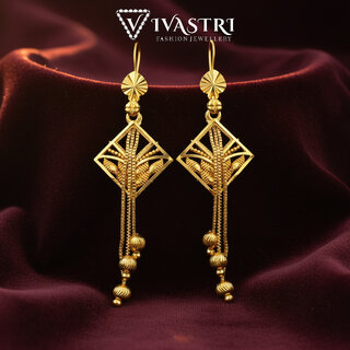Vivastri Chain Drop 1 Gram Gold Plated Alloy Dangle Drop Earrings for Women & Girls - VIVA2880ERG - Earrings | Buy online on ZillyBuy