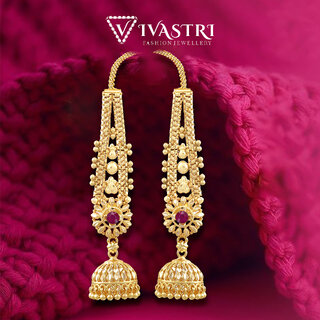 Vivastri Traditional Gold Plated Alloy Jhumka,Jhumki Cubic Zirconia Earrings for Women & Girls - VIVA2881ERG - Earrings | Buy online on ZillyBuy