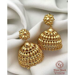 Vivastri Traditional 1 Gram Gold Plated Alloy Jhumka,Jhumki Earrings for Women & Girls - VIVA2886ERG - Earrings | Buy online on ZillyBuy
