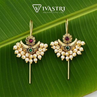 Vivastri Moon Gold Plated Alloy Pearl Ear Cuff, Cuff Earrings for Women & Girls - VIVA2887ERG - Earrings | Buy online on ZillyBuy