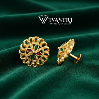 Vivastri Ravishing 1 Gram Gold Plated Alloy Stud Earrings for Women & Girls - VIVA2906ERG - Earrings | Buy online on ZillyBuy