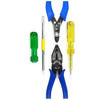 5 Pcs Home Tool Kit Set with Combination Pliers, Wire Cutter, Screwdrivers & Tester Multipurpose Household Repair Tool Set - Hardware, Tools and Home Safety | Buy online on ZillyBuy