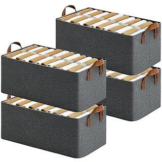 Wardrobe Organizer for Clothes with Metal Frame Rectangle Storage Baskets for Clothing Fabric Storage Box with Handles - Home Improvement | Buy online on ZillyBuy