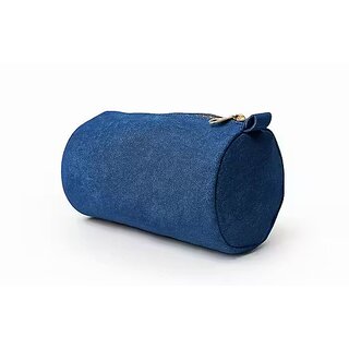 Denim round multipurpose pouch for mens and womens blue