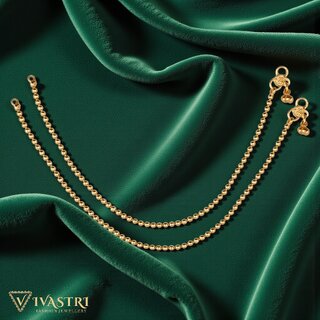 Vivastri Traditional Gold Plated Alloy Payal Anklets Pajeb Pair for Women & Girls [VIVA1034PYL]