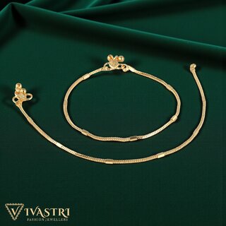 Vivastri Traditional Gold Plated Alloy Payal Anklets Pajeb Pair for Women & Girls [VIVA1035PYL]