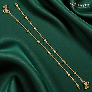 Vivastri Traditional Gold Plated Alloy Payal Anklets Pajeb Pair for Women & Girls [VIVA1036PYL]