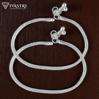 Vivastri Traditional Silver White Metal Payal Anklets Pair for Women & Girls [VIVA1002PYL]