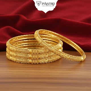 Vivastri Premium Designer Alloy Brass 1 Gram Gold Plated Bangles Kangan Kada for Women & Girls- VIVA1066BG2.4