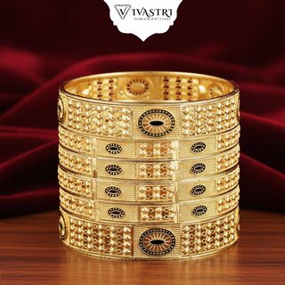 Vivastri Premium Designer Alloy Brass 1 Gram Gold Plated Bangles Kangan Kada for Women  Girls- VIVA1067BG2.4