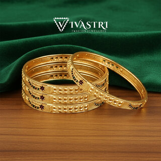 Vivastri Premium Designer Alloy Brass 1 Gram Gold Plated Bangles Kangan Kada for Women  Girls- VIVA1070BG2.4