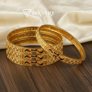 Vivastri Premium Designer Alloy Brass 1 Gram Gold Plated Bangles Kangan Kada for Women  Girls- VIVA1079BG2.4