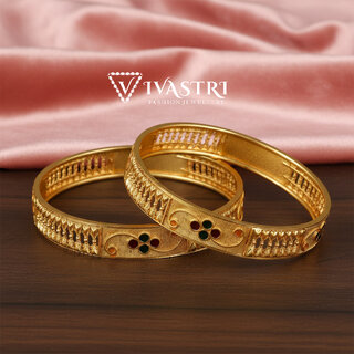 Vivastri Premium Designer Alloy Brass 1 Gram Gold Plated Bangles Kangan Kada for Women  Girls- VIVA1080BG2.4