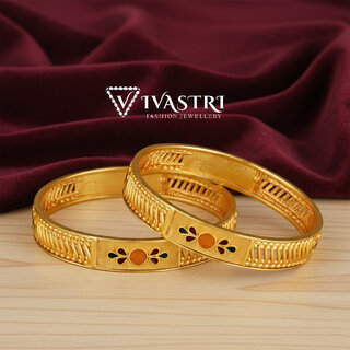Vivastri Premium Designer Alloy Brass 1 Gram Gold Plated Bangles Kangan Kada for Women  Girls- VIVA1090BG2.4