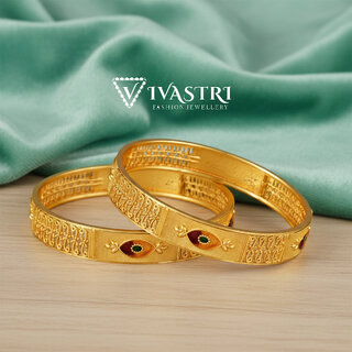 Vivastri Premium Designer Alloy Brass 1 Gram Gold Plated Bangles Kangan Kada for Women  Girls- VIVA1092BG2.4