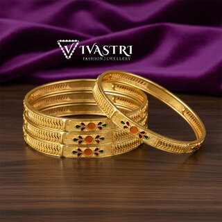 Vivastri Premium Designer Alloy Brass 1 Gram Gold Plated Bangles Kangan Kada for Women  Girls- VIVA1096BG2.4 - Bangles & Bracelets | Buy online on ZillyBuy