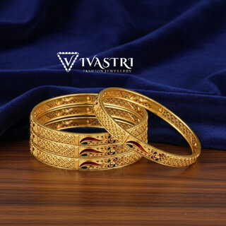 Vivastri Premium Designer Alloy Brass 1 Gram Gold Plated Bangles Kangan Kada for Women  Girls- VIVA1097BG2.4 - Bangles & Bracelets | Buy online on ZillyBuy