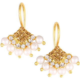 Vivastri Premium Gold Plated Alloy Pearl Cubic Zirconia Bugadi Earrings for Women  Girls - VIVA1025BUGADI-BROWN - Earrings | Buy online on ZillyBuy