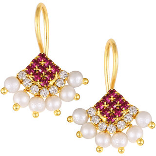 Vivastri Premium Gold Plated Alloy Pearl Cubic Zirconia Bugadi Earrings for Women  Girls - VIVA1025BUGADI-PINK - Earrings | Buy online on ZillyBuy